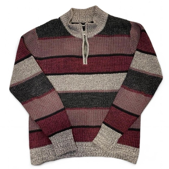 Carbon Other - Carbon Men's Size Small Multi-Color Striped 1/4 Zip Waffle Knit Sweater